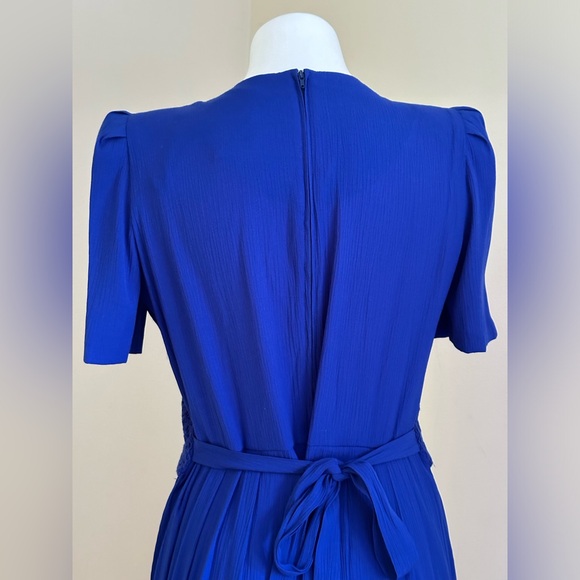 Miss Dorby Royal Blue Vintage Retro 90’s Dress Sz 10P Tie & Zip In Back.. - Picture 9 of 16